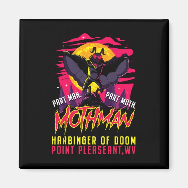 Mothman Fun Cryptid Harbinger Part Man Part Moth  Magnet (Front)