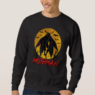 Mothman Halloween Dark Moon With Bats Occult Folkl Sweatshirt