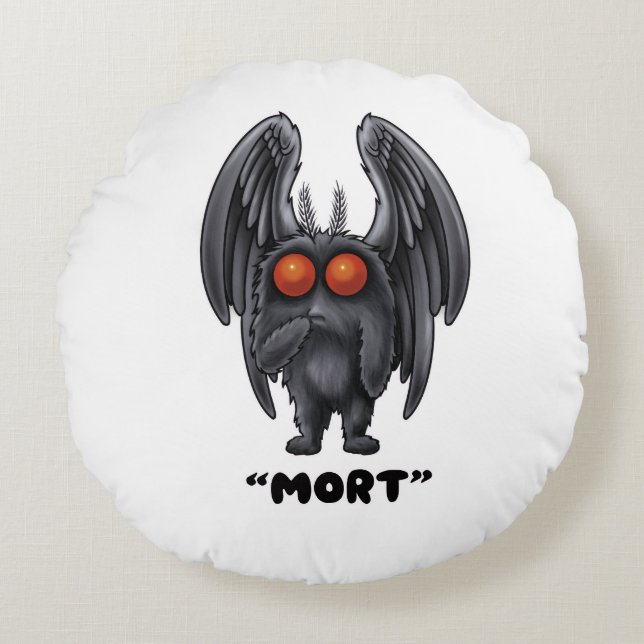 Mothman “Mort” Round Pillow (Front)