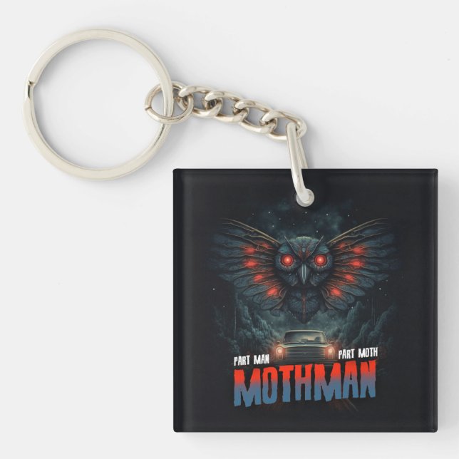Mothman Night Sky with Car Lights Keychain (Front)