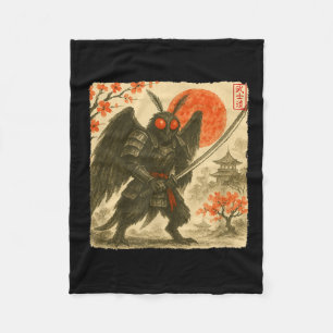 Mothman Samurai Japanese Warrior Costume Sumi-e Ar Fleece Blanket