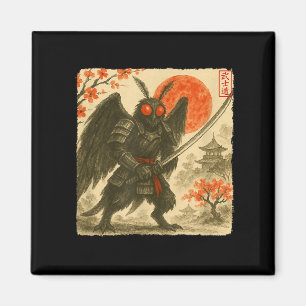 Mothman Samurai Japanese Warrior Costume Sumi-e Ar Magnet