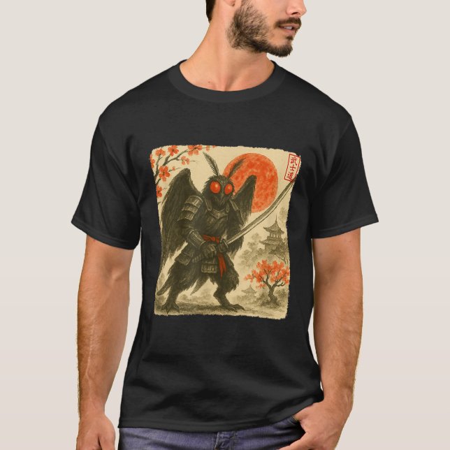 Mothman Samurai Japanese Warrior Costume Sumi-e Ar T-Shirt (Front)