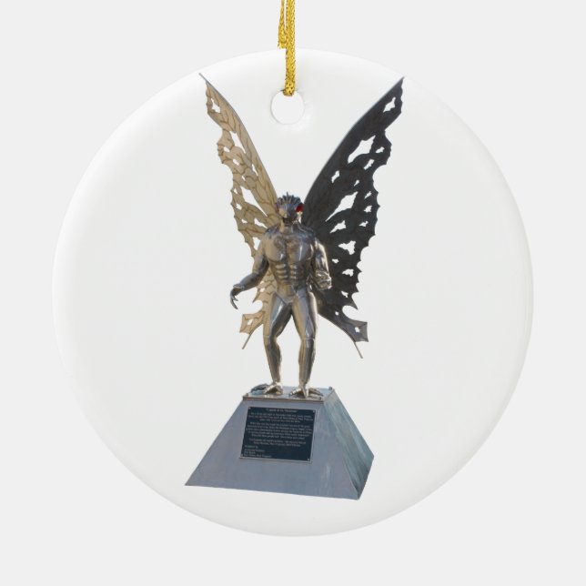 Mothman Statue from Point Pleasant West Virginia Ceramic Ornament (Back)