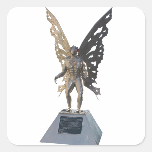 Mothman Statue from Point Pleasant West Virginia Square Sticker (Front)