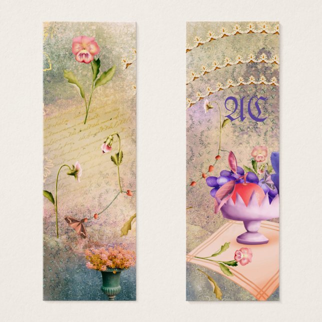 Moths and Pansies Personalized  Bookmark (Front & Back)