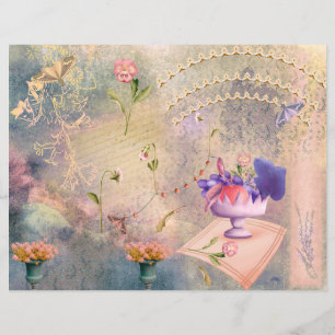 Moths and Pansies Scrapbook Paper