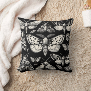 Moths, Leaves and Flowers Natural History Throw Pillow