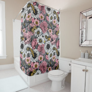 Moths on flower mix in pink and grey