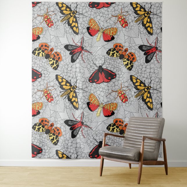 Moths on hydrangea tapestry (In Situ)