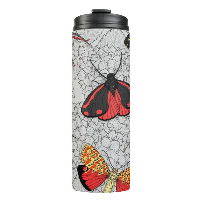 Moths on hydrangea thermal tumbler (Front)