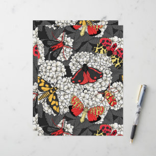 Moths on white hydrangea