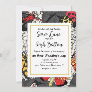 Moths on white hydrangea invitation