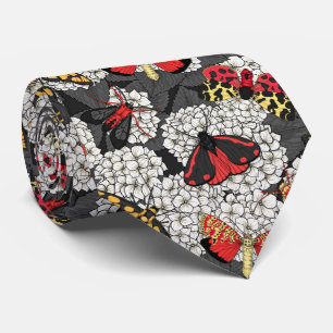 Moths on white hydrangea tie