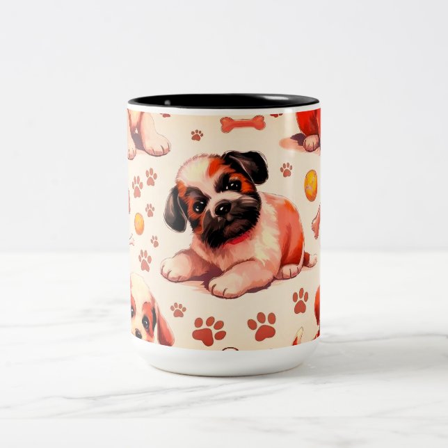Motif 11 oz. tasse de café pour chien mignon (Centre)