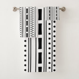 Motif à bande noir et blanc moderne Boho