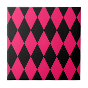 Motif à carreaux diamants Harlequin noir rose 