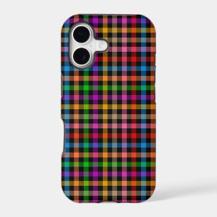 Motif à carreaux gingham arc-en-ciel coloré - Noir