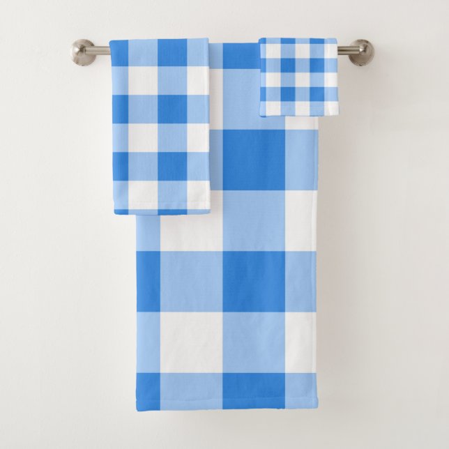 Motif à carreaux gingham bleu et blanc (En situation)