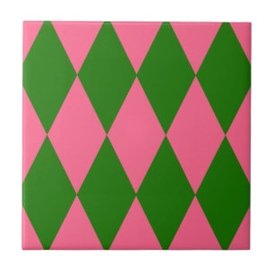 Motif à carreaux Harlequin vert rose