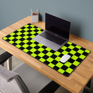 Motif à carreaux noir et vert acide
