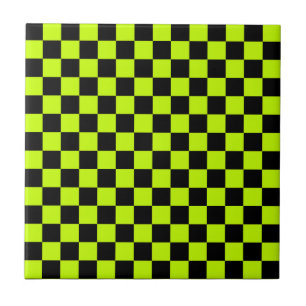 Motif à carreaux noir et vert acide
