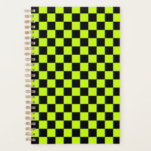 Motif à carreaux noir et vert acide