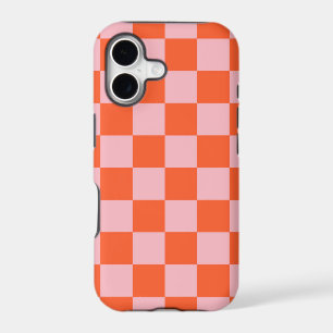 Motif à carreaux orange et rose