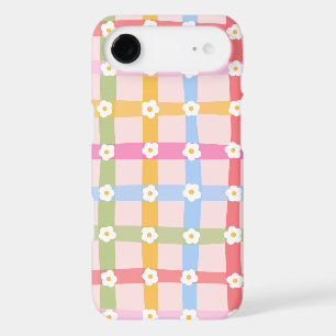 Motif à carreaux pastel mignon avec fleurs de marg