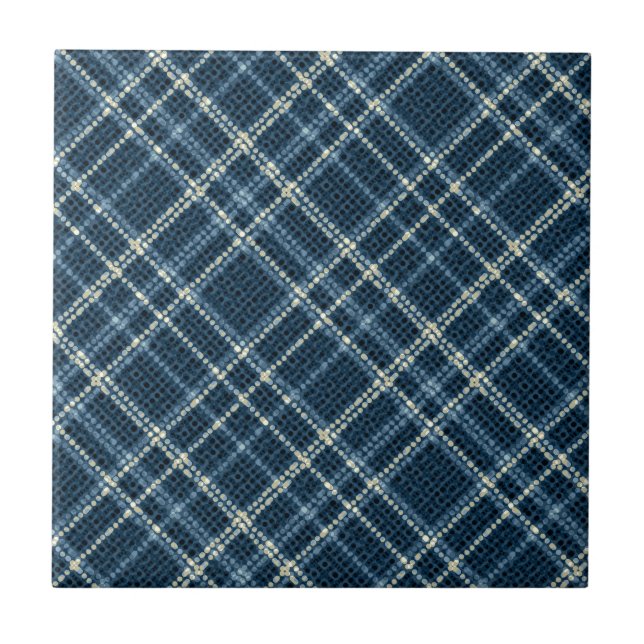 Motif à carreaux pointillés. Gris-bleu. (Devant)