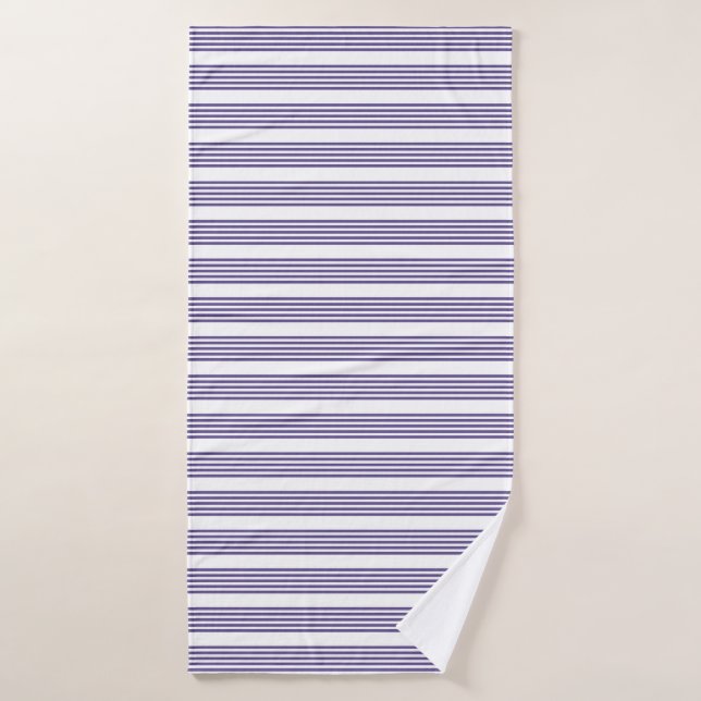 Motif à cinq bandes Ultra violet et blanc (Serviette de bain)