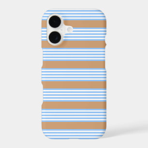 Motif à cinq rayures bleu et blanc avec brun clair