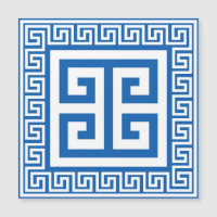 Motif à clé grecque Carte magnétique blanche et bl