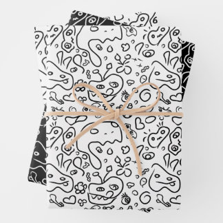 Motif à doodle noir et blanc enveloppe feuille pap
