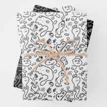 Motif à doodle noir et blanc enveloppe feuille pap