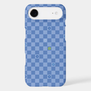 Motif à fleurs à carreaux n° 01 - Bleu clair