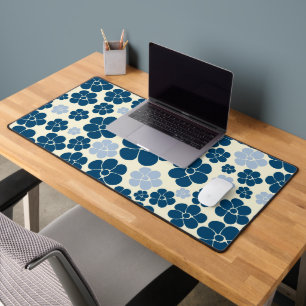 Motif à fleurs - Bleu foncé, Bleu clair et Crème