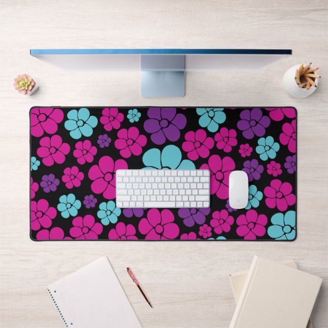 Motif à fleurs - rose, violet, bleu et noir (Bureau 1)
