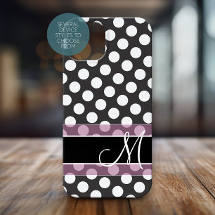 Motif à pois avec monogramme - Rose et Noir