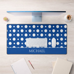 Motif à pois blanc bleu