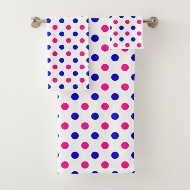 Motif à pois bleu et rose blanc (En situation)