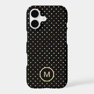 Motif à pois Monogramme Initial Or Noir