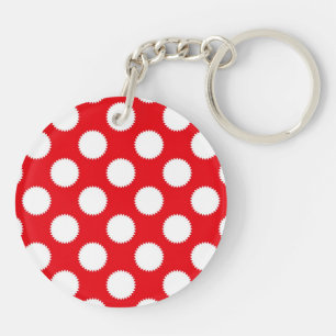 Motif à pois rouge vif et blanc