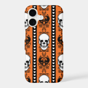 Motif à rayures de crâne baroque orange noir