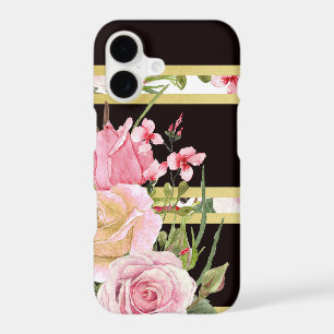 Motif à rayures de roses roses
