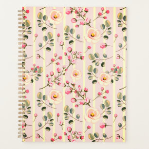 Motif à rayures florales rose pâle