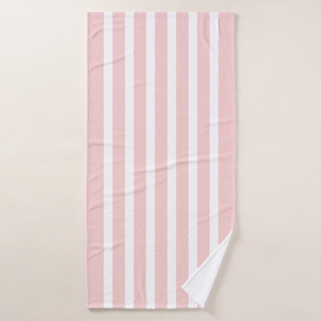 Motif à rayures rose et blanc (Serviette de bain)