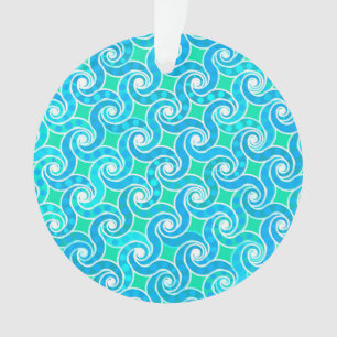 motif Abstrait - Bleu, Jade vert & Blanc