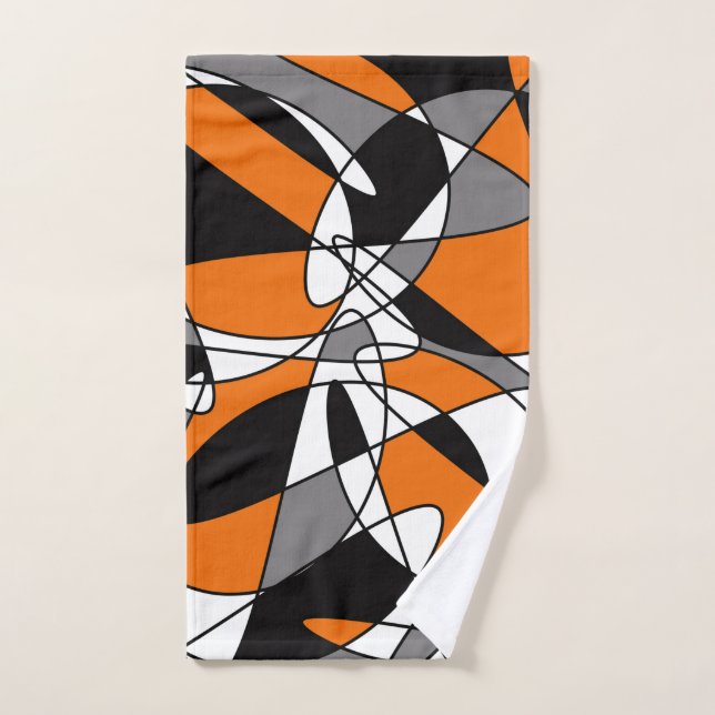 motif Abstrait - orange et gris. (Serviette à main)