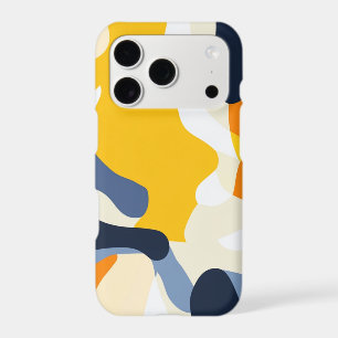 Motif Abstrait Organique Gras Bleu Marine Jaune et